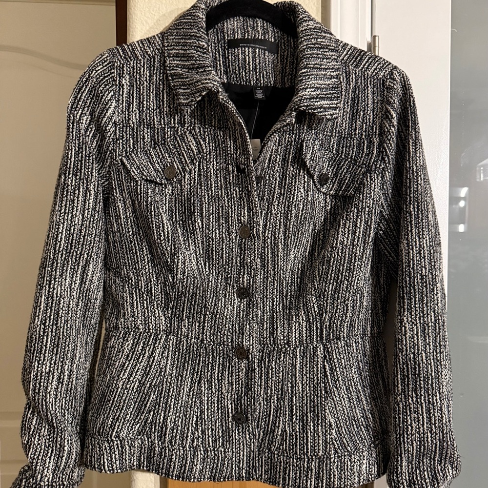 NWT WHBM Black and White Tweed Peplum Jacket
